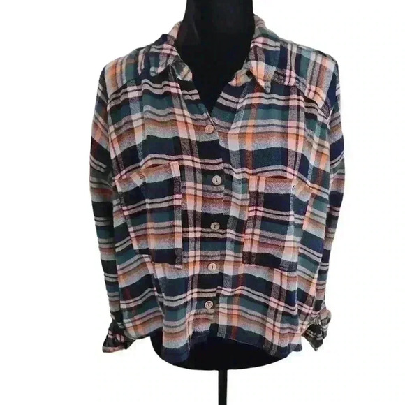 Free People Intimately Free Womens Wrapped In Flannel Cropped Top In Pine L - Picture 2 of 13